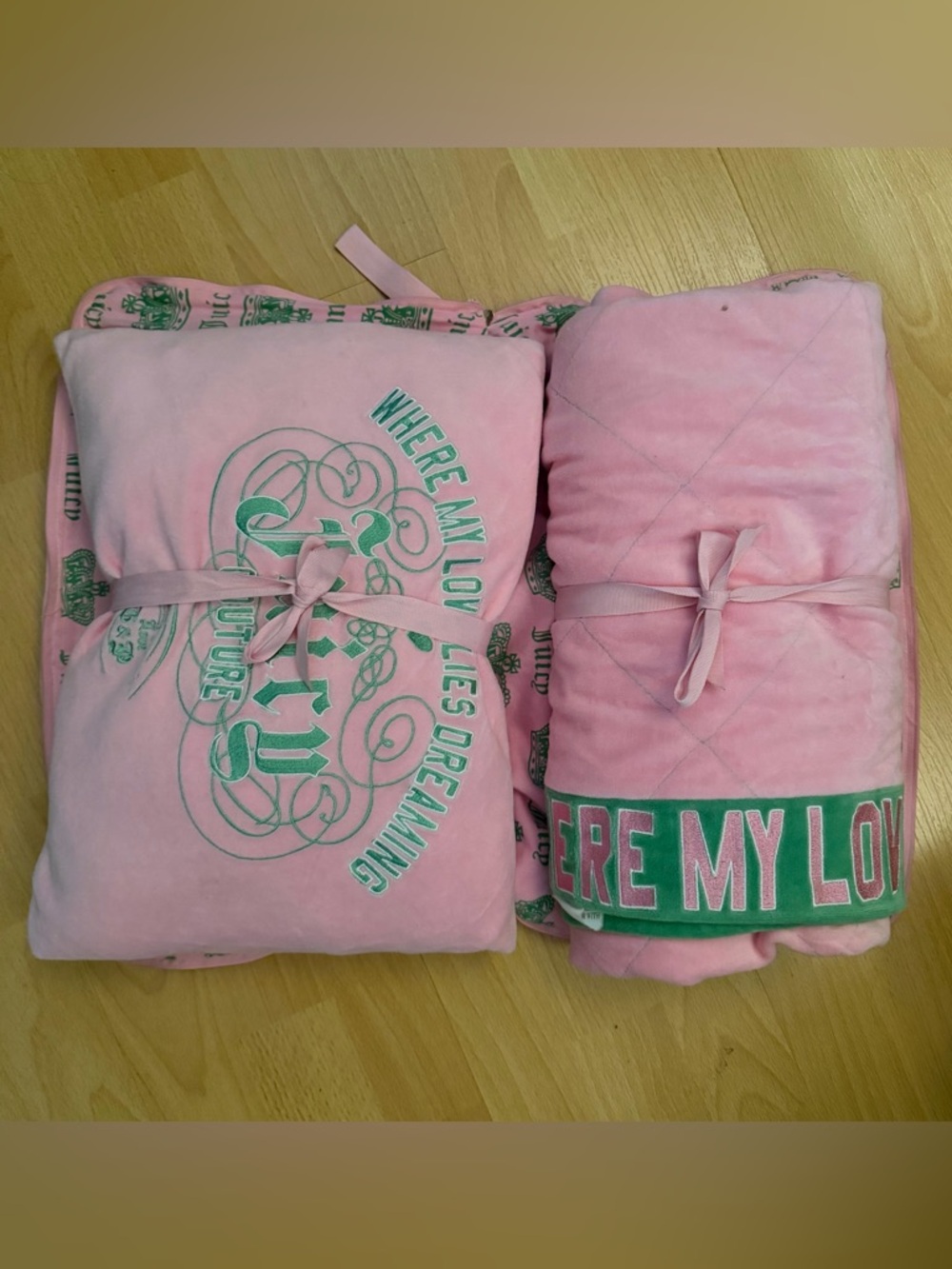 Vintage Juicy Couture Travel Pillow and Blanket Set
